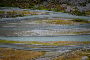 Natural vibrant color glacial river beautiful shape background