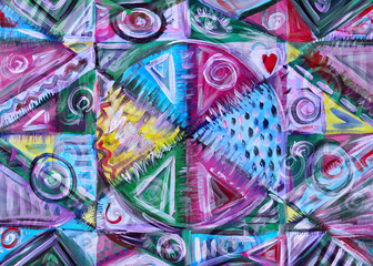Oil painting on canvas. Abstract shape and line artistic texture. Modern artwork.