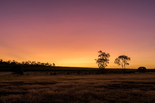 Sunset Over Dry rural Australian Landscape