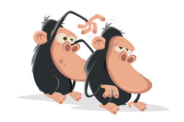 funny cartoon apes doing body care