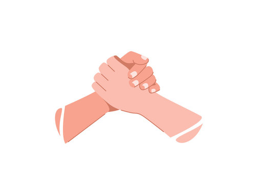 Help concept vector illustration. Two human hands hold each other