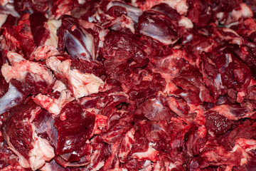 Beef raw red meat closeup texture background.