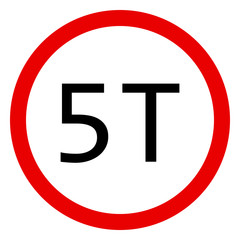 Traffic sign Load limit 5 tonnes vector