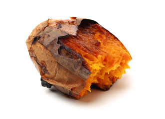 roasted sweet potatoes on a white background 
