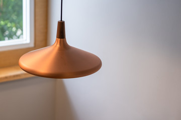 Modern golden color ceiling lamp light bulb interior decoration concept