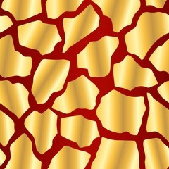 Seamless simple texture with hand drawn abstract golden shards on dark red background; Vector endless pattern with doodle crocks for decor, fabric print, gift wrap, invitation,banner, wrapping paper