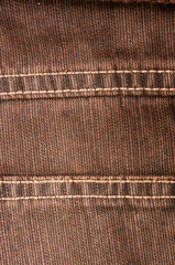 clothing items stonewashed cotton fabric texture with seams, clasps, buttons and rivets, macro