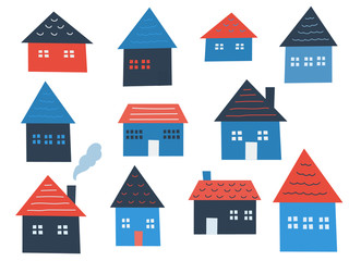Icon set of houses, vector illustration