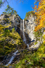 Myra Waterfall at the Oetschergraeben during a Sunny Autumn Day in Lower Austria