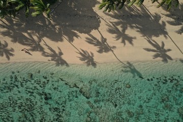 Fiji tourism - south coast of Fiji main island. Aerial view.