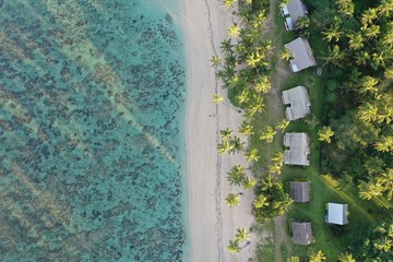 Fiji tourism - south coast of Fiji main island. Aerial view.