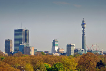 Fototapeta na wymiar Cityscape of London from Primrose Hill, Camden, London, England