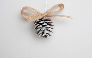 Pine cones Christmas decoreation on white background