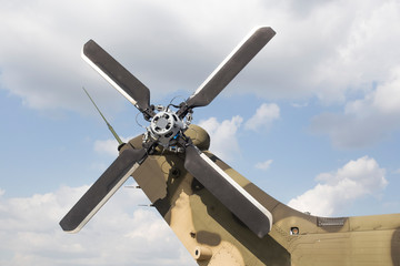 Details of the rotor and part of the body of military helicopters