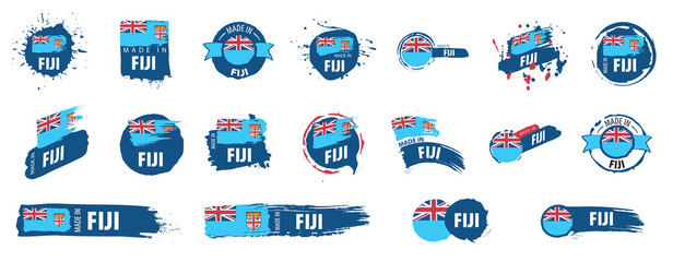 Fiji flag, vector illustration on a white background - obrazy, fototapety, plakaty
