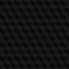 Black abstract seamless background. Cubes 3D texture. 