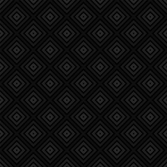 Black abstract seamless background. Geometric patterns of rhombuses. 