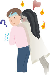 幽霊に取り憑かれた男性　〜死んでも離れないわ…！〜