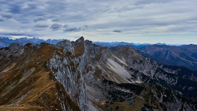 time-lapse of a mountain ridge from the top of Rofanspitze in the Austrian Alps