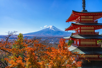 Obraz premium 日本の秋 富士山と忠霊塔