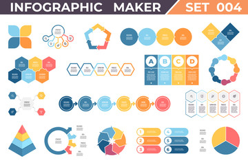 Business infographics. Diagrams, charts with 3, 4, 5, 6, 7 parts, options. Vector templates.