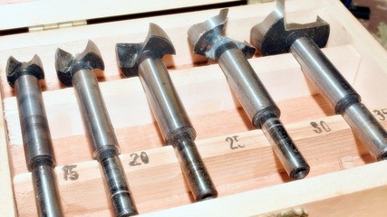 Close Up of Drill Bit Boring Set