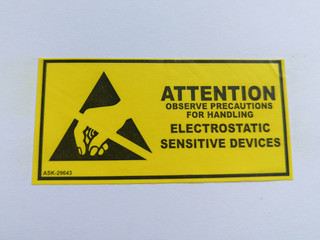 ESD marking label for electrostatic sensitive devices