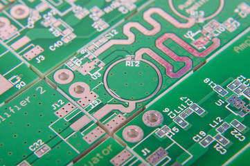 Abstract close up of microwave PCB patterns