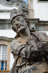 Naklejka premium Statue of the prophet Ezekiel created by Aleijadinho at the Sanctuary of Bom Jesus de Matosinhos. Congonhas, Minas Gerais, Brazil