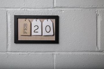 Wall Hanging Calendar in a Picture Frame Showing February 20