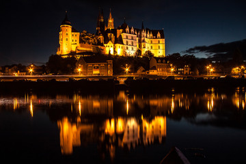 Fototapeta na wymiar Albrechtsburg Castle and Meissen Cathedral at Night