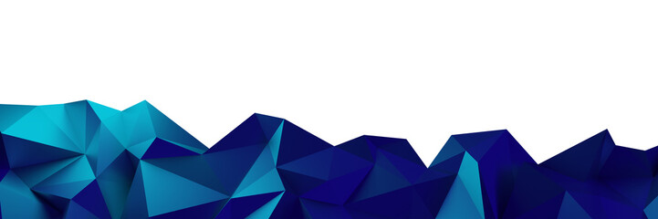 3d ILLUSTRATION, of blue abstract crystal background, triangular texture, wide panoramic for wallpaper, 3d futuristic blue background low poly design