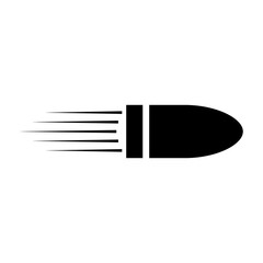 Flying bullet icon, logo isolated on white background - obrazy, fototapety, plakaty