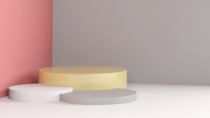 Fototapeta na wymiar 3d cylindrical podium in an empty abstract interior