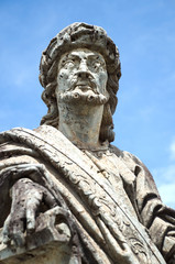 Obraz premium Statue of the prophet Jeremiah created by Aleijadinho at the Sanctuary of Bom Jesus de Matosinhos. Congonhas, Minas Gerais, Brazil