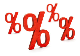 The percent symbol is red. Isolated on a white background