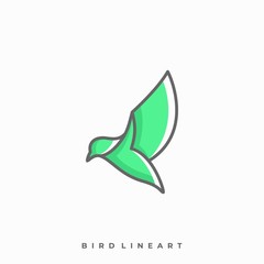 Bird Line Illustration Vector Template