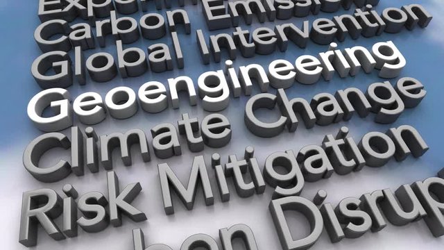 Geoengineering Climate Change Intervention Mitigation Words 3d Animation