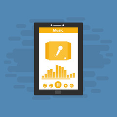 Media player application, app template with flat design style for smartphones, PC or tablets. Clean and modern - Vector