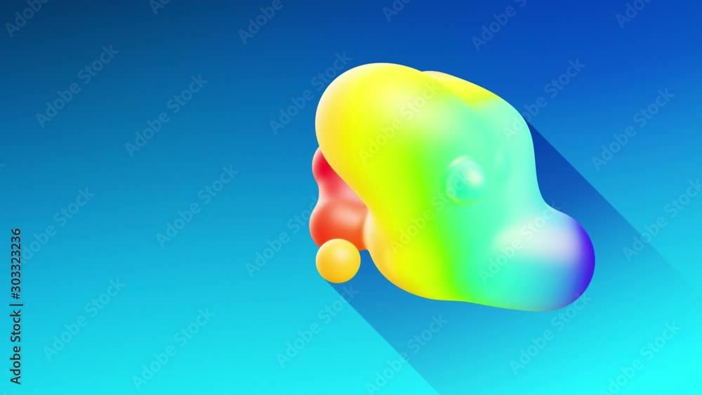 Poster multi-colored balls or bubbles with popular gradient colors and in subsurface glow material fly in t