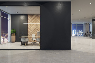 Modern office interior with poster