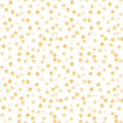 Gold confetti, Christmas, holiday. Seamless pattern with circles, dots. Suitable for packaging, design, fabric