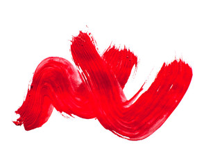 Red brush stroke isolated over white background