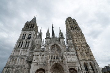 detail view of the facade of the cathedral in Rouen