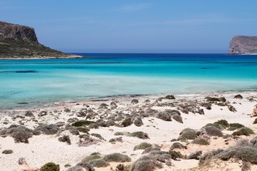Fototapeta na wymiar Balos bay beach and Gramvousa island, Crete, Greece 