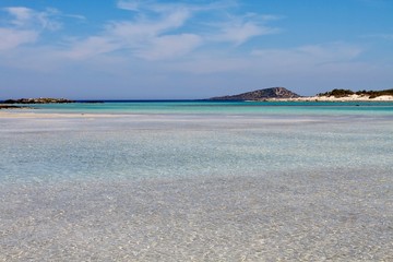 Transparent sea in front Elafonissi beach, Crete, Greece 