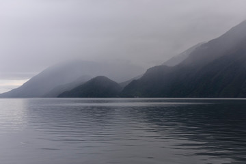 Moody and calm day in Caleta Gonzalo, Pumalin Park, Chaiten, Patagonia, Chile