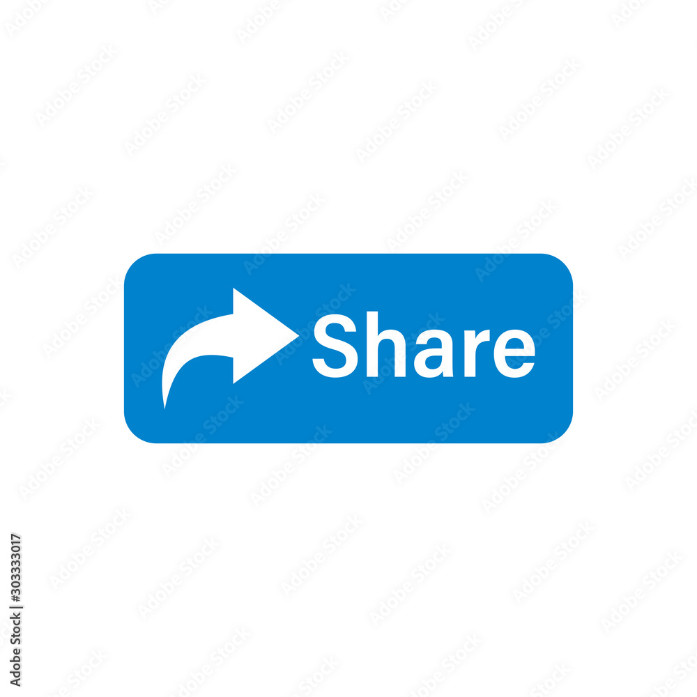 Poster share button icon in flat style. arrow sign vector illustration on white isolated background. send f