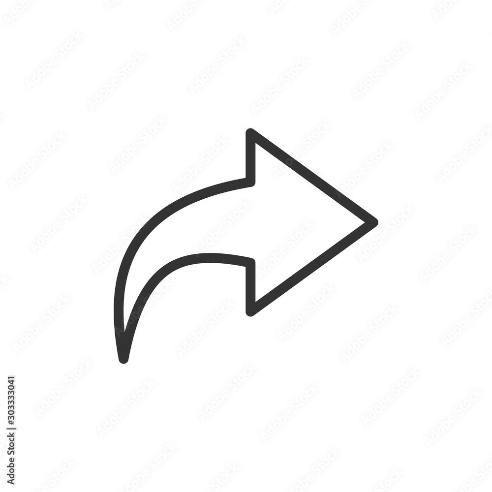 Poster share button icon in flat style. arrow sign vector illustration on white isolated background. send f