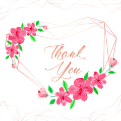 Geometric frame with flower watercolor. Botanical composition. Decorative element for wedding card. Invitations Vector illustration.